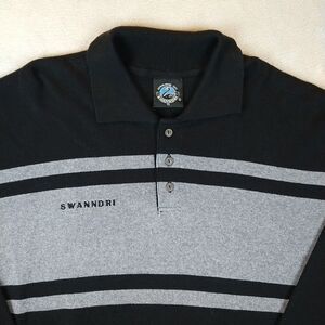 Swanndri New Zealand Sweater Polo Mens XL Merino Wool Blend Colana Black Stripe